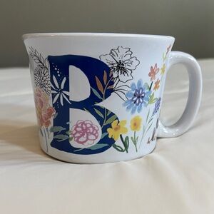 Floral Monogram Mug - Blue and Multicolor B Initial